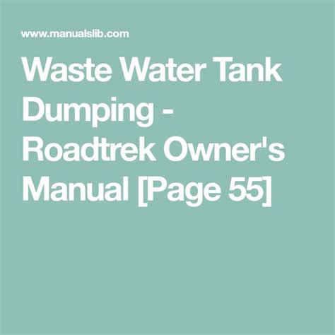 Roadtrek wastewater tank instructions